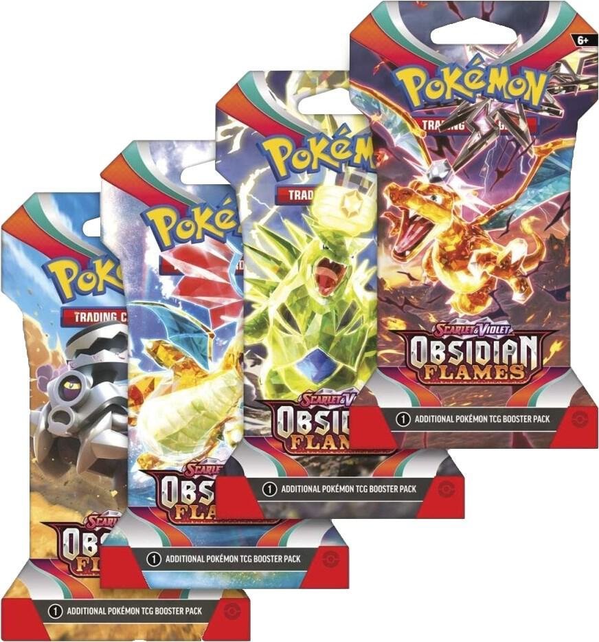 Obsidian Flames Sleeved Booster Pack Art Bundle [Set of 4] - SV03: Obsidian Flames (OBF)